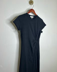 Nation LA 100% Pima Cotton Black Cinched T- Shirt Short Sleeve Midi Dress