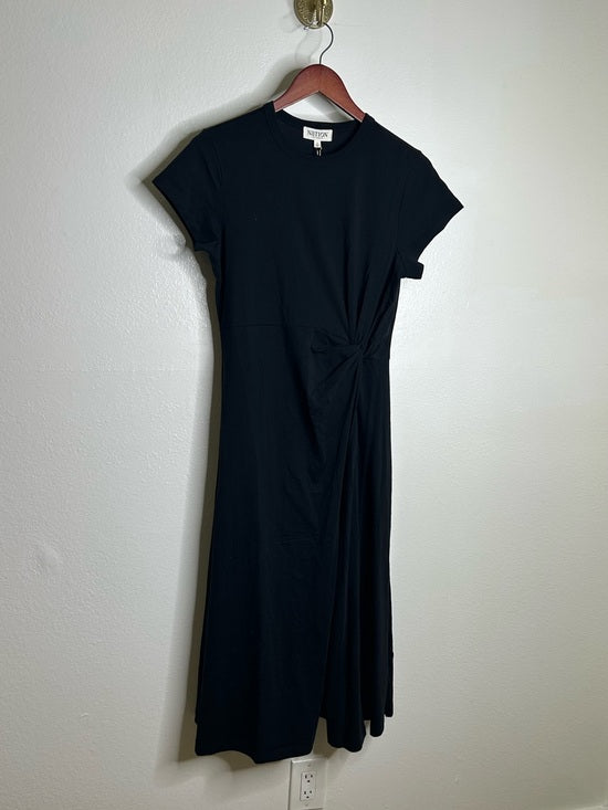Nation LTD Nation LA 100% Pima Cotton Black Cinched T- Shirt Short Sleeve Midi Dress - Cotton