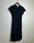 Nation LA 100% Pima Cotton Black Cinched T- Shirt Short Sleeve Midi Dress