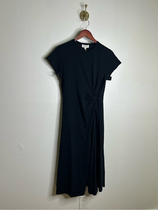 Nation LTD Nation LA 100% Pima Cotton Black Cinched T- Shirt Short Sleeve Midi Dress - Cotton