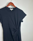Nation LA 100% Pima Cotton Black Cinched T- Shirt Short Sleeve Midi Dress