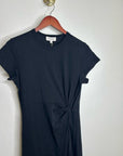 Nation LA 100% Pima Cotton Black Cinched T- Shirt Short Sleeve Midi Dress