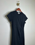 Nation LA 100% Pima Cotton Black Cinched T- Shirt Short Sleeve Midi Dress