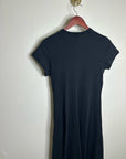 Nation LA 100% Pima Cotton Black Cinched T- Shirt Short Sleeve Midi Dress