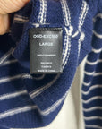 OGD 100% Cashmere Navy White Striped Blakely Cashmere Pullover
