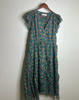 Trovata 100% Cotton Kristi Tiered Floral Button Down Short Sleeve Midi Dress