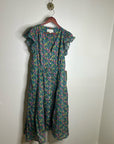 Trovata 100% Cotton Kristi Tiered Floral Button Down Short Sleeve Midi Dress