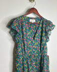 Trovata 100% Cotton Kristi Tiered Floral Button Down Short Sleeve Midi Dress