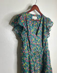 Trovata 100% Cotton Kristi Tiered Floral Button Down Short Sleeve Midi Dress