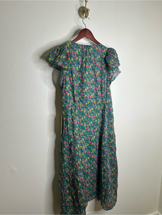 Trovata 100% Cotton Kristi Tiered Floral Button Down Short Sleeve Midi Dress