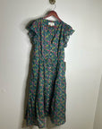 Trovata 100% Cotton Kristi Tiered Floral Button Down Short Sleeve Midi Dress