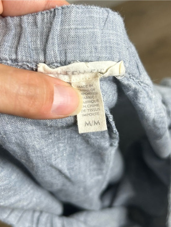 Eileen Fisher 100% Organic Linen Light Blue Capri Cropped Straight Leg Pant