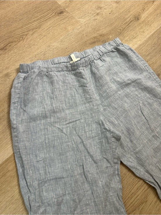 Eileen Fisher Eileen Fisher 100% Organic Linen Light Blue Capri Cropped Straight Leg Pant - Linen