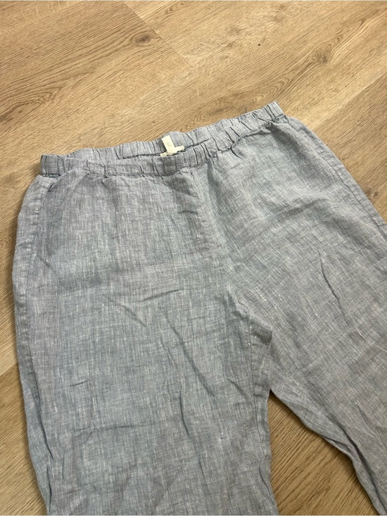 Eileen Fisher Eileen Fisher 100% Organic Linen Light Blue Capri Cropped Straight Leg Pant - Linen