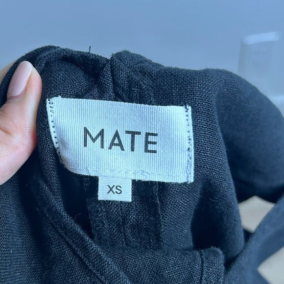 MATE The Label 100% Organic Linen Tank Center Seam Midi Dress Black