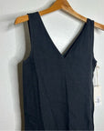 MATE The Label 100% Organic Linen Tank Center Seam Midi Dress Black