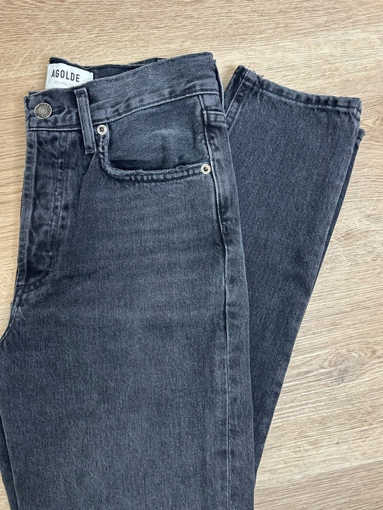AGOLDE 100% Cotton Denim Fen High Rise Relaxed Tapered Leg Black Jean