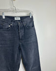 AGOLDE 100% Cotton Denim Fen High Rise Relaxed Tapered Leg Black Jean