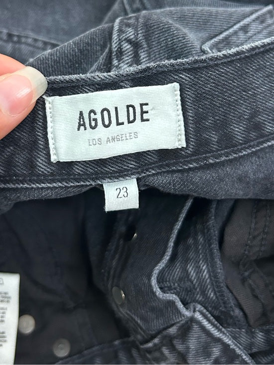AGOLDE 100% Cotton Denim Fen High Rise Relaxed Tapered Leg Black Jean