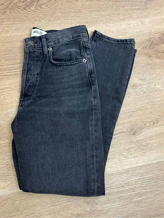 AGOLDE 100% Cotton Denim Fen High Rise Relaxed Tapered Leg Black Jean