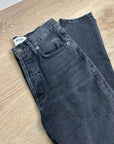 AGOLDE 100% Cotton Denim Fen High Rise Relaxed Tapered Leg Black Jean