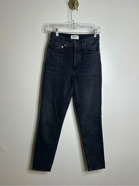 AGOLDE 100% Cotton Denim Fen High Rise Relaxed Tapered Leg Black Jean
