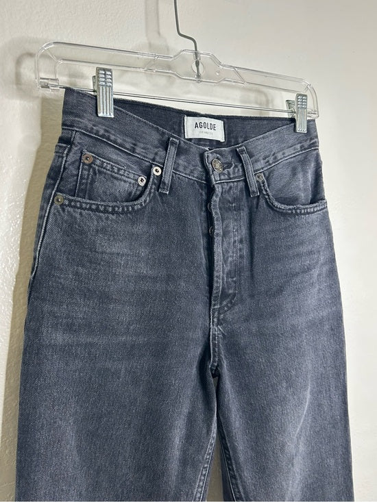 AGOLDE 100% Cotton Denim Fen High Rise Relaxed Tapered Leg Black Jean