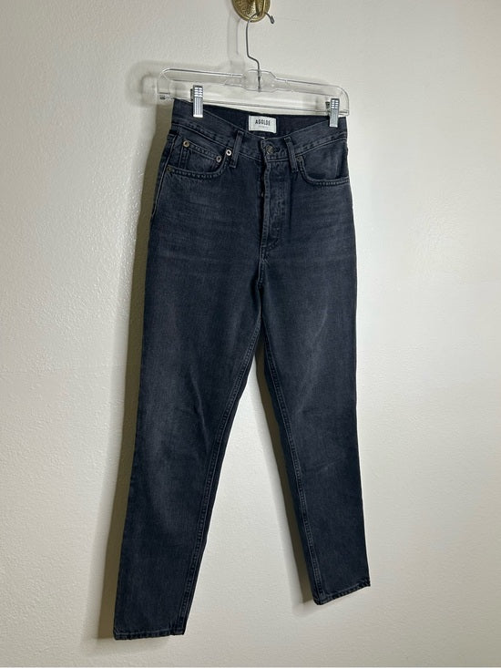 AGOLDE 100% Cotton Denim Fen High Rise Relaxed Tapered Leg Black Jean