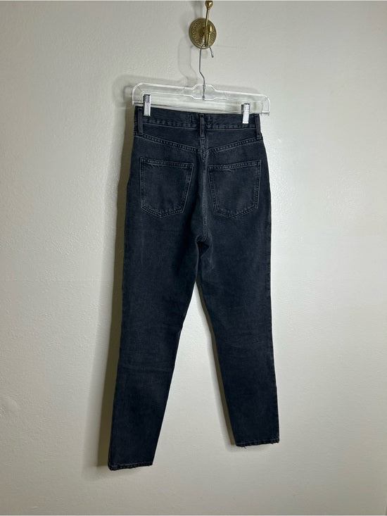 AGOLDE 100% Cotton Denim Fen High Rise Relaxed Tapered Leg Black Jean