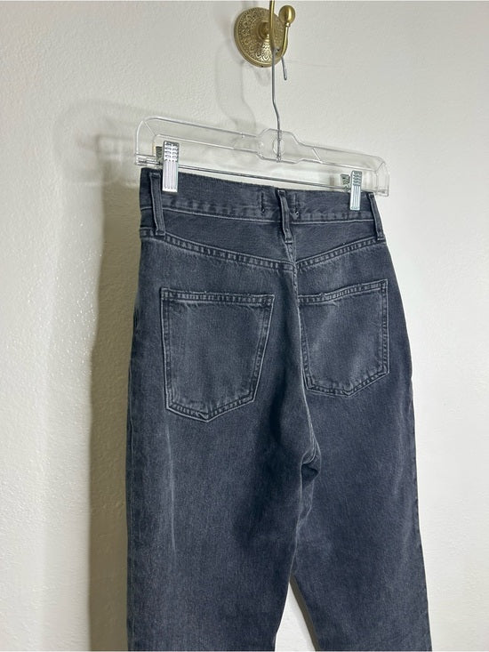 AGOLDE 100% Cotton Denim Fen High Rise Relaxed Tapered Leg Black Jean