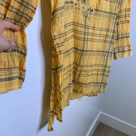 Anthropologie Anthropologie Pilcro 100% Cotton Crinkle Gauze Plaid Long Tunic Top - Cotton