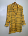 Anthropologie Pilcro 100% Cotton Crinkle Gauze Plaid Long Tunic Top