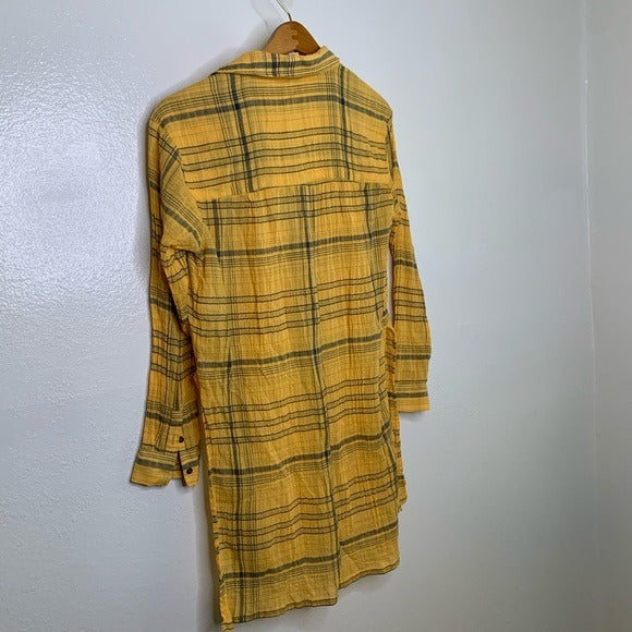 Anthropologie Anthropologie Pilcro 100% Cotton Crinkle Gauze Plaid Long Tunic Top - Cotton