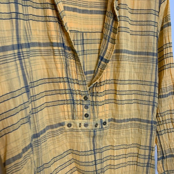 Anthropologie Anthropologie Pilcro 100% Cotton Crinkle Gauze Plaid Long Tunic Top - Cotton