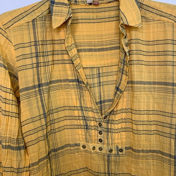 Anthropologie Anthropologie Pilcro 100% Cotton Crinkle Gauze Plaid Long Tunic Top - Cotton