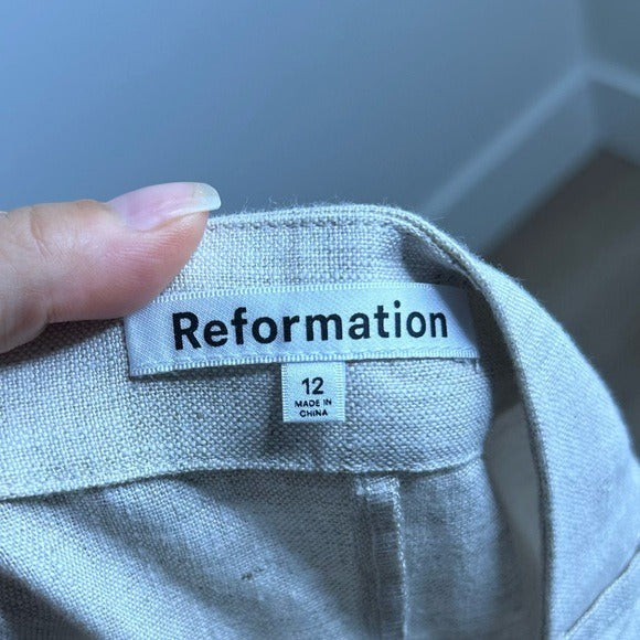 Reformation 100% Linen Gia Midi Skirt