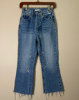 Moussy 100% Cotton High Waisted Cropped Raw Hem Jean