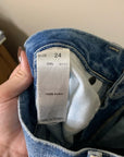 Moussy 100% Cotton High Waisted Cropped Raw Hem Jean