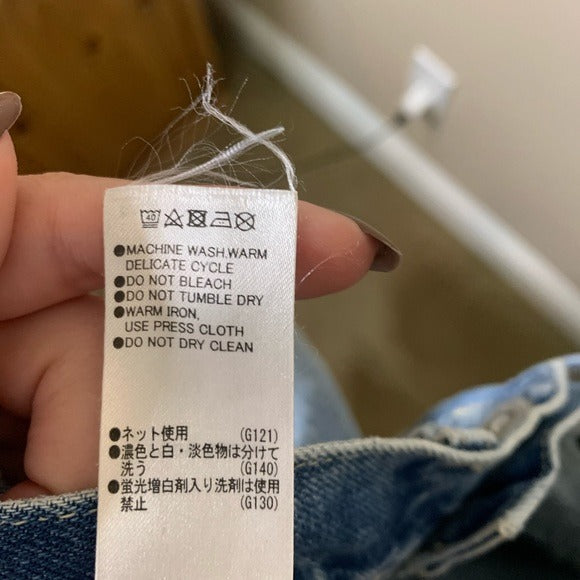 Moussy 100% Cotton High Waisted Cropped Raw Hem Jean