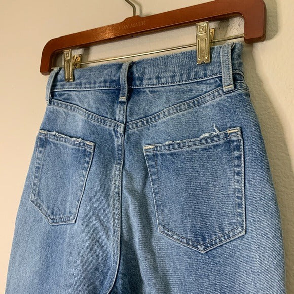 Moussy Moussy 100% Cotton High Waisted Cropped Raw Hem Jean - Cotton, Denim