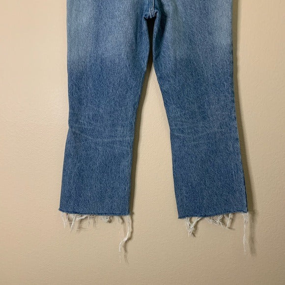Moussy 100% Cotton High Waisted Cropped Raw Hem Jean