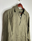 J. Crew 100% Linen Popover Long Sleeve Mini Dress in Army Green
