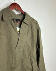 J. Crew 100% Linen Popover Long Sleeve Mini Dress in Army Green
