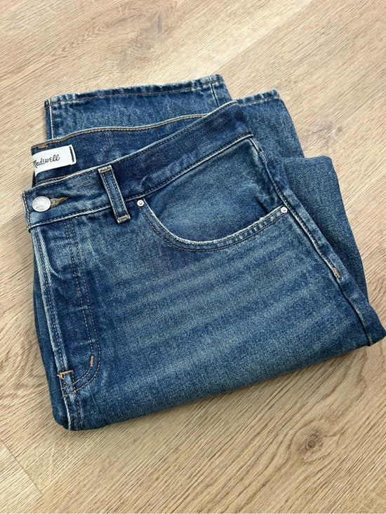 Madewell 100% Cotton Dean Easy Straight Leg Rigid Jean in Greendale Wash