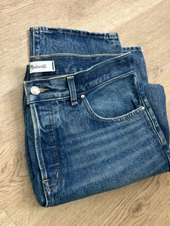 Madewell 100% Cotton Dean Easy Straight Leg Rigid Jean in Greendale Wash