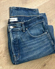 Madewell 100% Cotton Dean Easy Straight Leg Rigid Jean in Greendale Wash