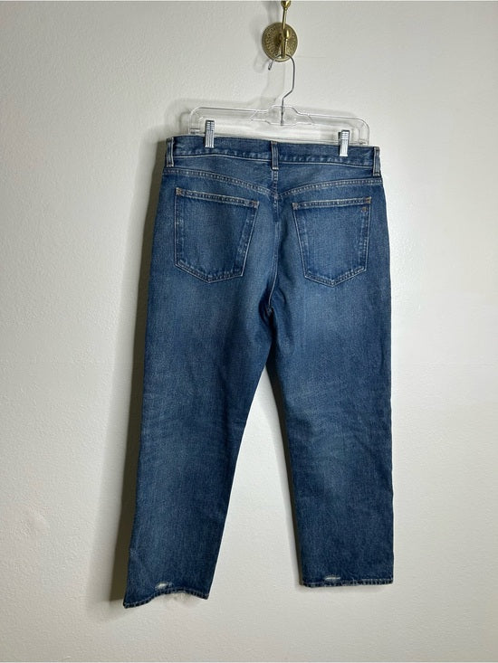 Madewell 100% Cotton Dean Easy Straight Leg Rigid Jean in Greendale Wash