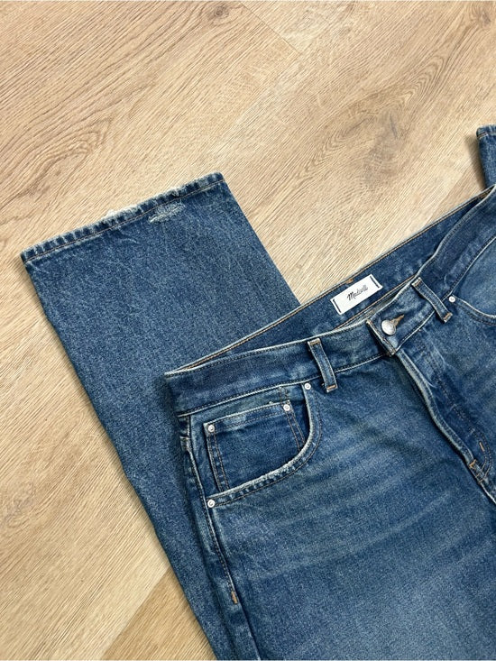 Madewell 100% Cotton Dean Easy Straight Leg Rigid Jean in Greendale Wash