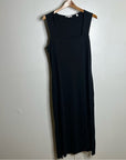 VINCE 100% Pima Cotton Sqaure Neck Midi Dress With Side Slit