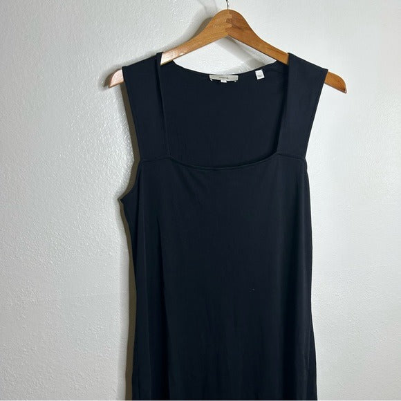 Vince VINCE 100% Pima Cotton Sqaure Neck Midi Dress With Side Slit - Cotton